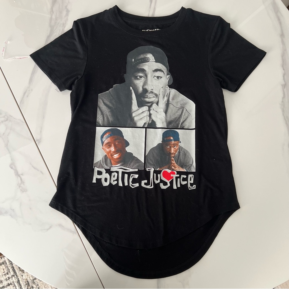 2Pac Tupac Poetic Justice Chemistry Hi Low Black Tee Small NWOT